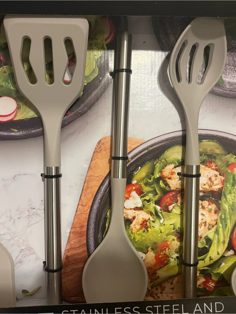 6-Piece Stainless Steel & Silicone Serving Utensil Set - Gray